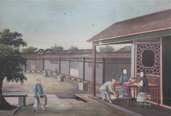 Late 18th century Chinese School, watercolour and gouache, set of four paintings